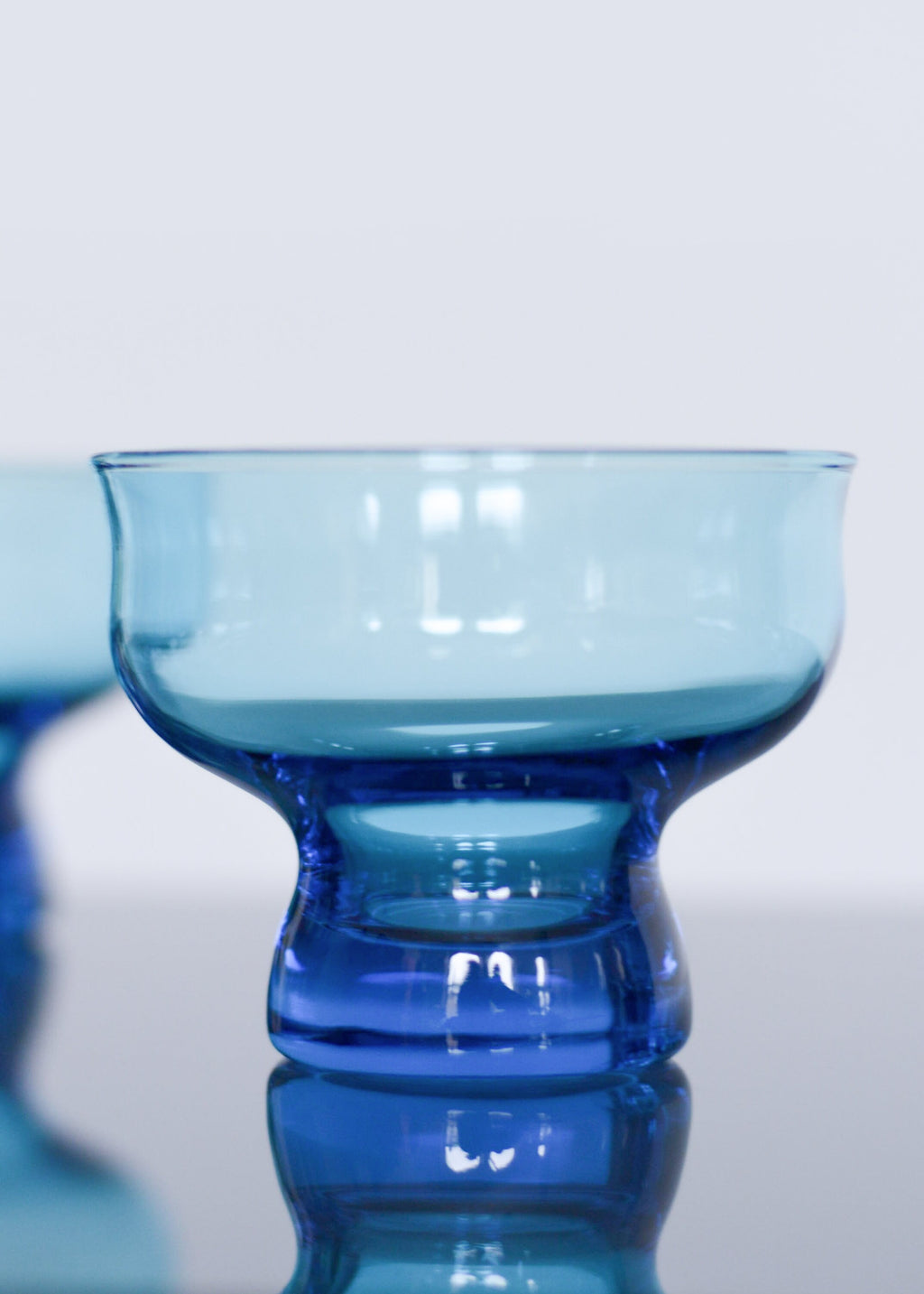 Set of 2 1970s Anchor Hocking Blue Glass Small Dessert Bowls