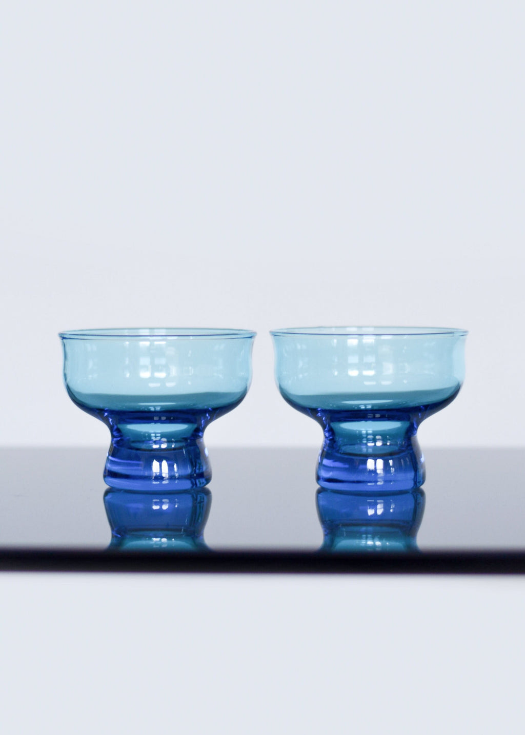 Set of 2 1970s Anchor Hocking Blue Glass Small Dessert Bowls